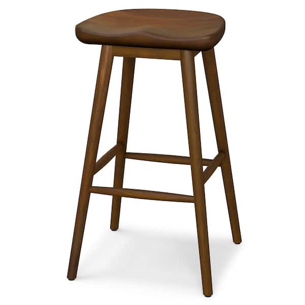 Simpli Home Teagan Modern Rustic 30 in. Bar Stool in Dark Walnut Wood, Fully Assembled