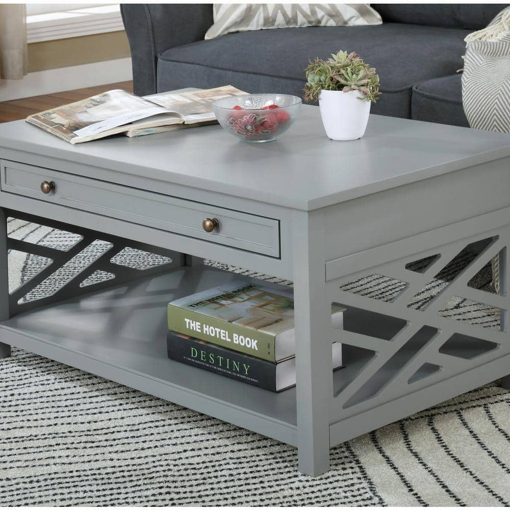 Coventry Dove Gray 36" Wood Coffee Table with Storage Drawer