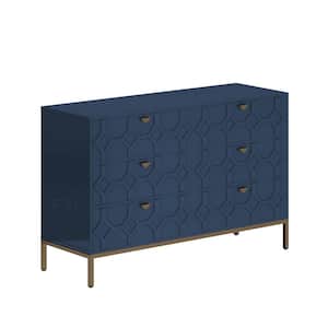 31.77 in. H Freestanding Storage Cabinet Blue 6 Drawer Accent Cabinet