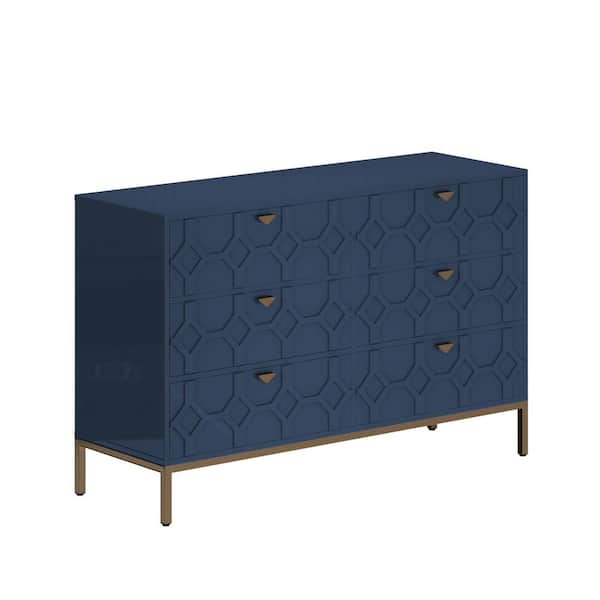 Boyel Living 31.77 in. H Freestanding Storage Cabinet Blue 6 Drawer Accent Cabinet