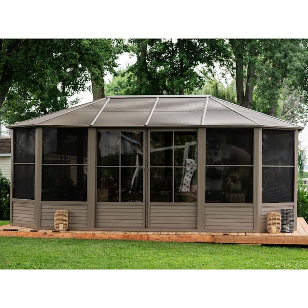 12 ft. x 18 ft. Florence Solarium Metal Roof Sand