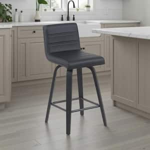 Vienna 26 in. Counter Height Black Upholstered Swivel Barstool