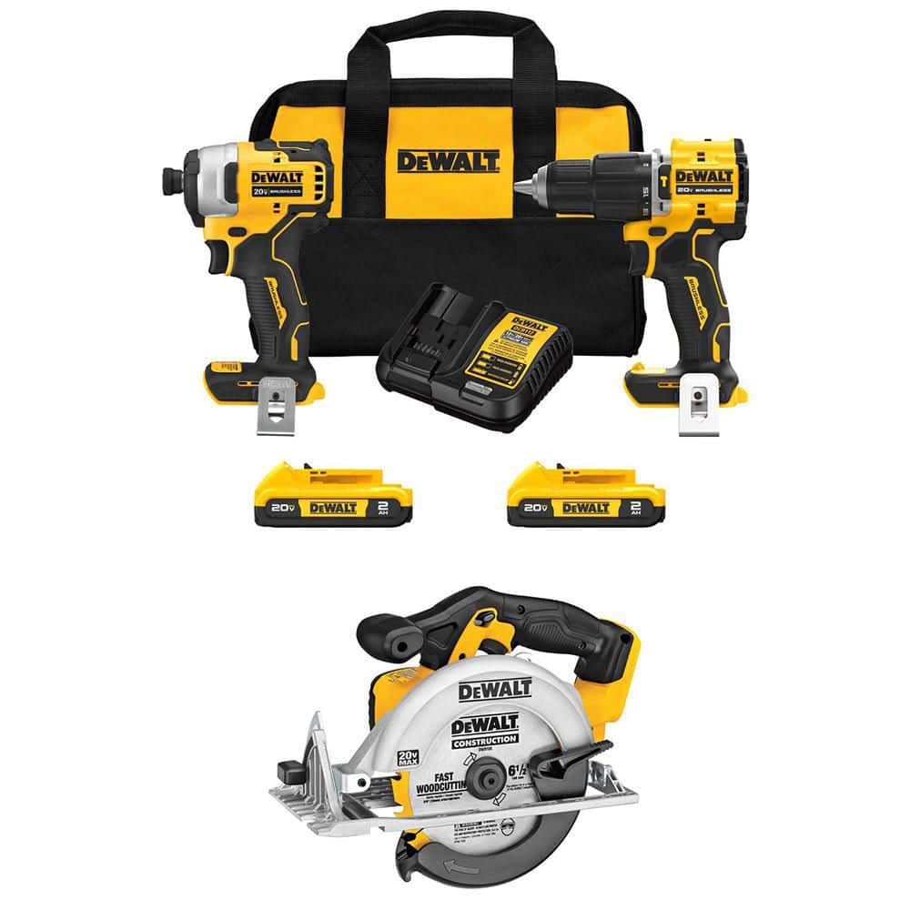 ATOMIC 20V MAX Lithium-Ion Cordless Combo Kit (2-Tool) and 6.5 in. Circular Saw with (2) 2 Ah Batteries, Charger and Bag price history on PriceWatchPro