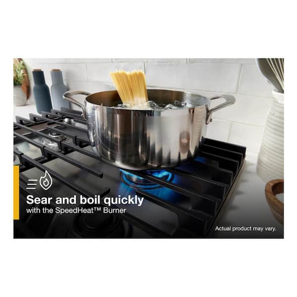 Whirlpool 30 in. 4-Burners Recessed Gas Cooktop in Black with