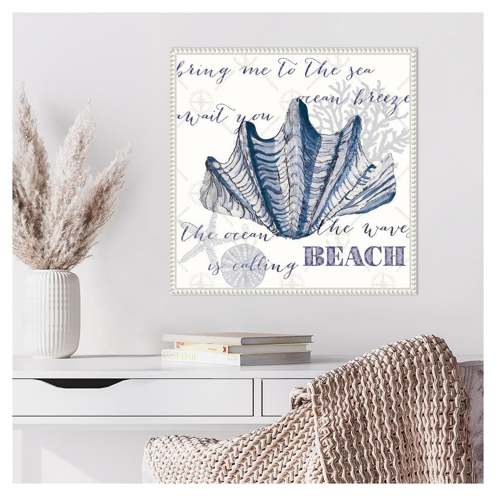 Indigo Nautical Quote Canvas Art with Beaded Frame