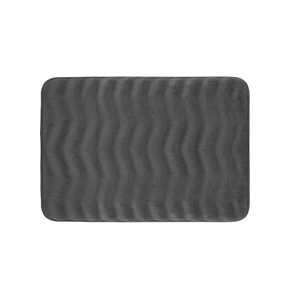 BounceComfort Waves Dark Gray 17 in. x 24 in. Memory Foam Bath Mat