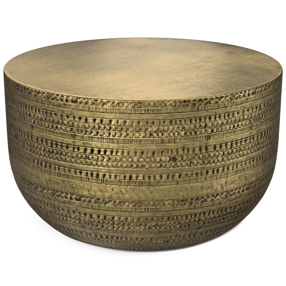 Antique Gold Round Metal Coffee Table