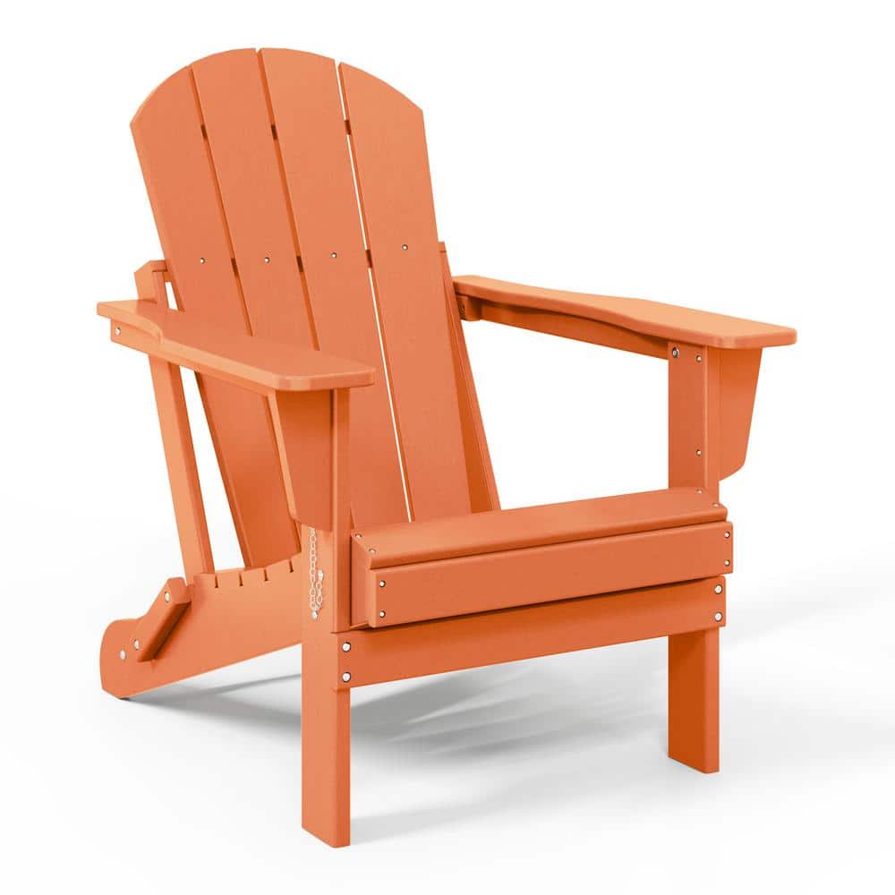 Orange HDPE Folding Adirondack Chairs Set of 2