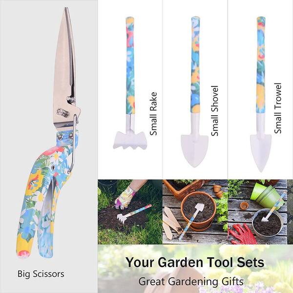 10-Piece Gardening Hand Tools with Purple Carrying Case, Garden Tools Set  B086C7SDP7 - The Home Depot