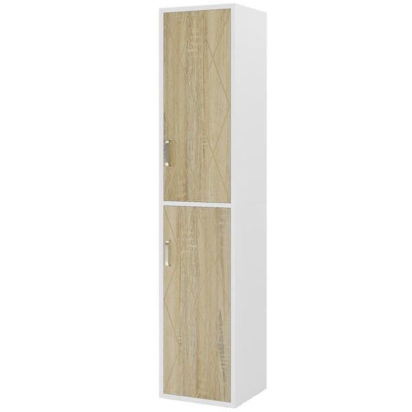 BYBLIGHT Alan White 76 in. Accent Cabinet Office Storage Cabinet with 2-Doors and 6 Shelves, Narrow Free-Standing Cube Cabinet
