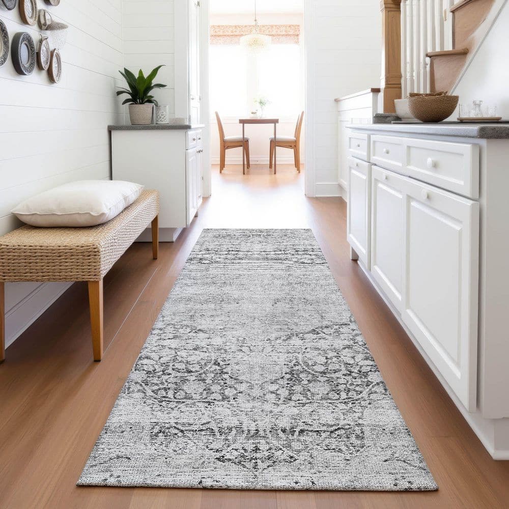 Mayfield Premium Machine Washable Abstract AMF1146 Gray 2 ft. 3 in. x 7 ft. 6 in. Runner Rug price history on PriceWatchPro