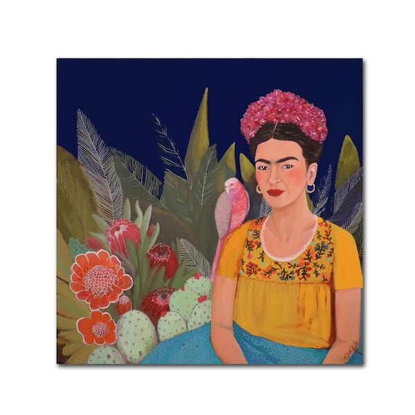 Trademark Fine Art 14 in. x 14 in. "Frida A Casa Azul Revisitated" by Sylvie Demers Printed Canvas Wall Art
