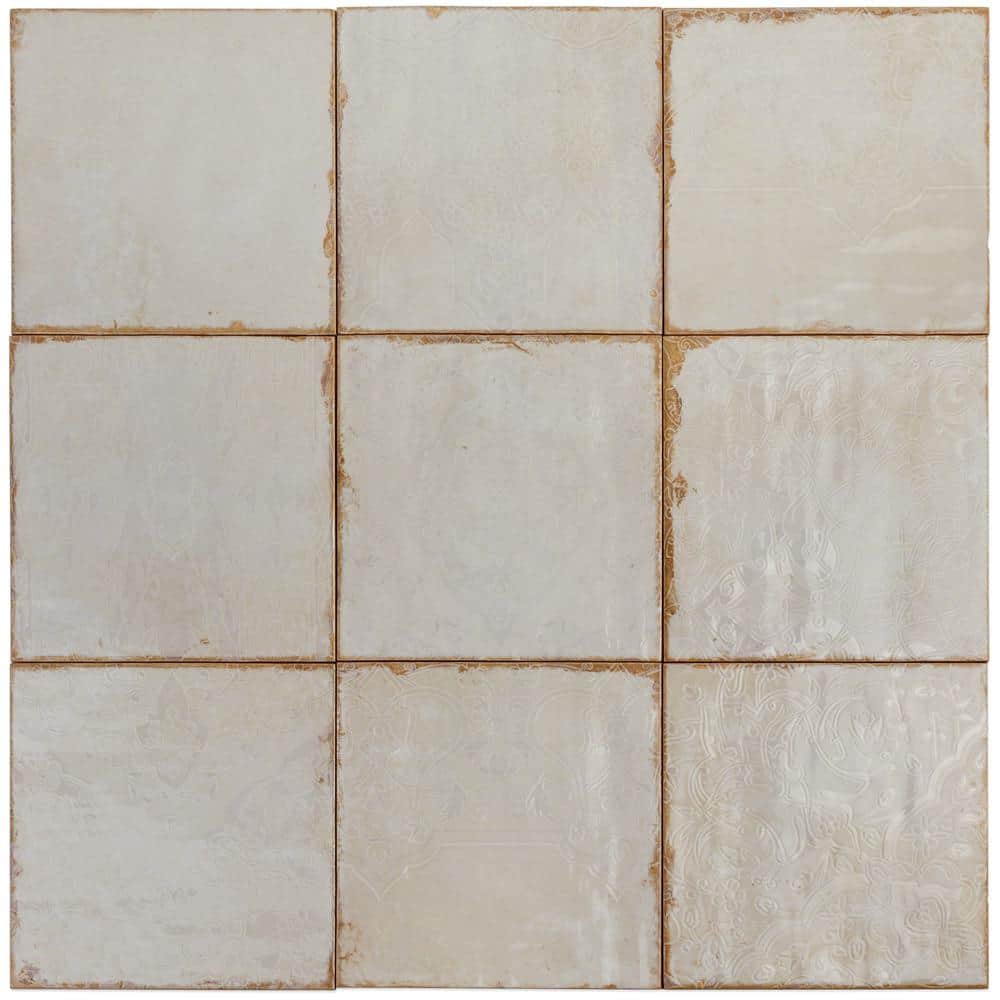 Angela Harris Distressed White Ceramic 8'' x 8'' Wall Tile
