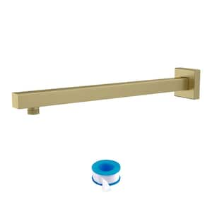 16 in. Stainless Steel Square Wall Mount Shower Extension Arm and Flange in Gold