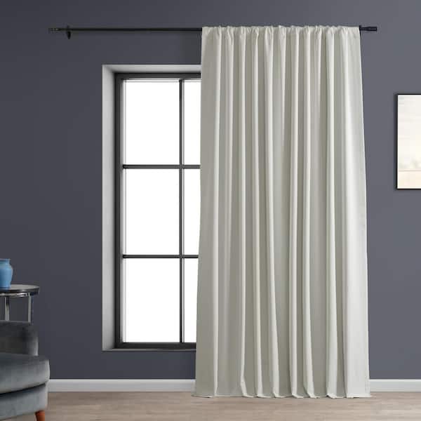 Exclusive Fabrics & Furnishings Off White Performance Linen Extrawide 100 in. W x 96 in. L Rod Pocket Hotel Blackout Curtain (Single Panel)