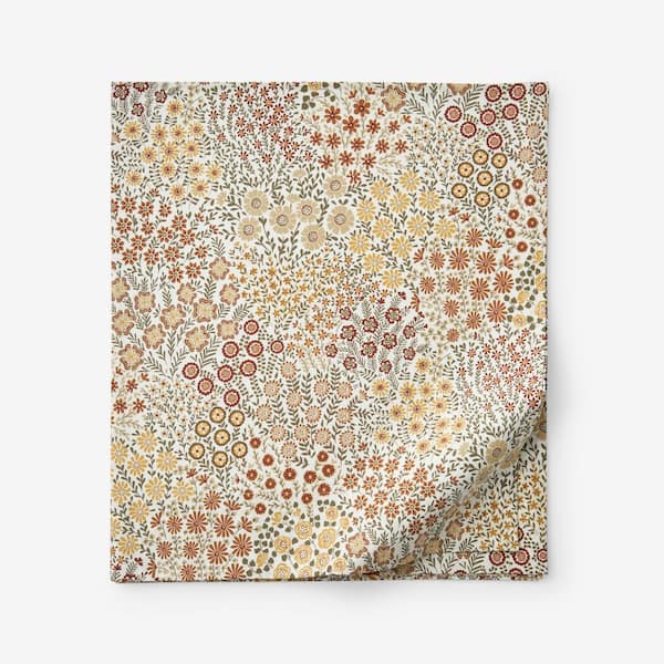 The Company Store Company Cotton Adley Ditsy Floral Plum Cotton Percale Twin/Twin XL Flat Sheet