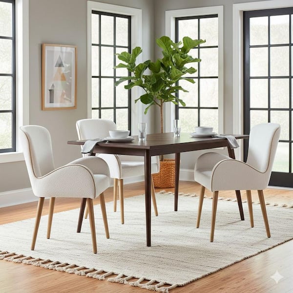 White Linen Side Chair Set of 2 with Linen Upholstered Side Chair for Modern Interiors