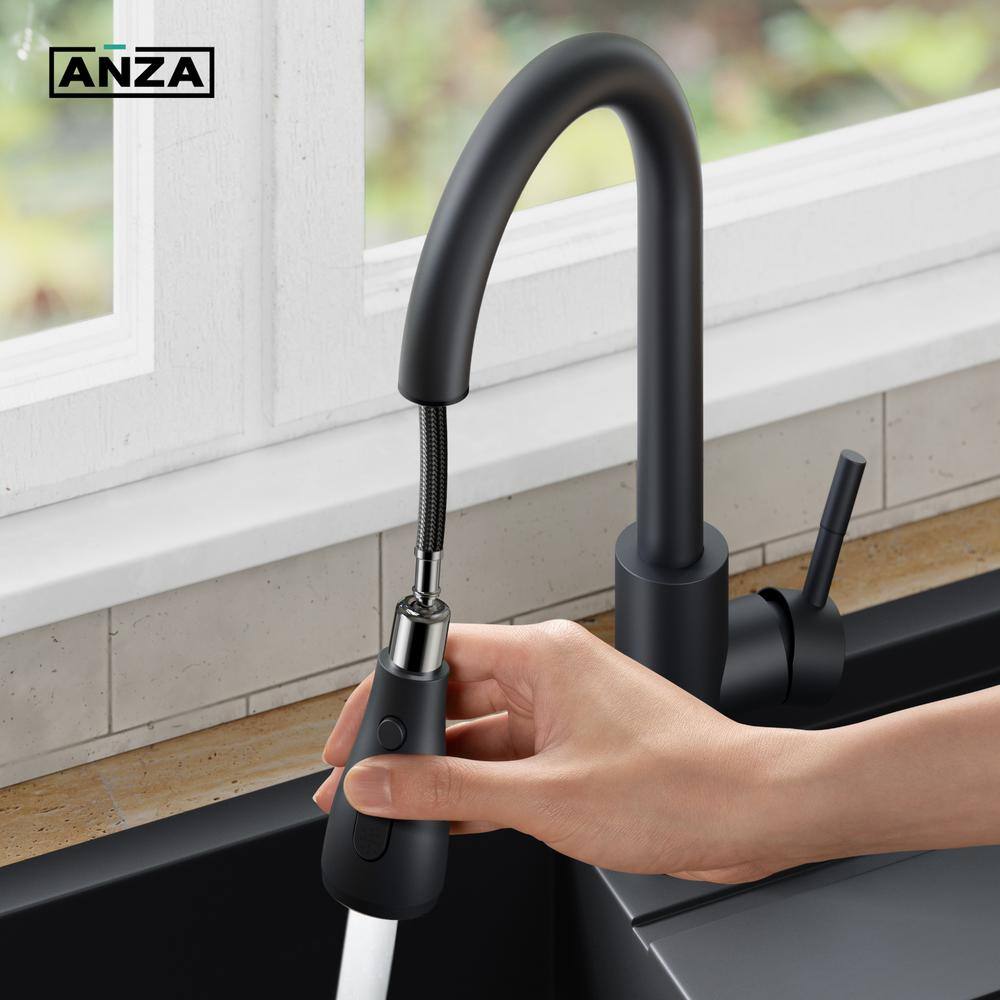 Matte Black Stainless Steel Pull-Down Kitchen Faucet