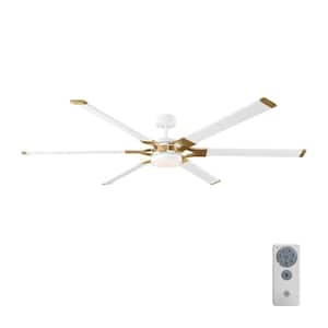 Loft 72 in. Integrated LED Indoor/Outdoor Matte White with Burnished Brass Ceiling Fan with Light Kit and Remote Control