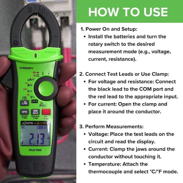 KPS DCM8500PV TRMS Clamp Meter-1500V DC Solar Clamp Meter with
