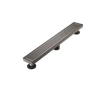 36 in. Linear Stainless Steel Shower Drain with Square Hole Pattern in Venetian Bronze