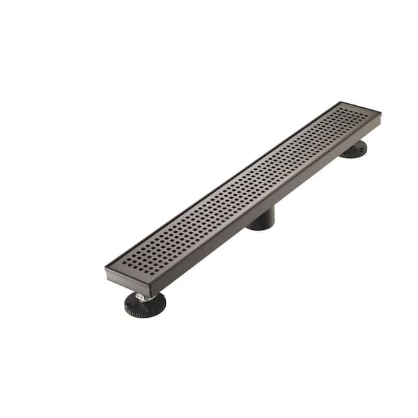 Elegante Drain Collection 36 in. Linear Stainless Steel Shower Drain with Square Hole Pattern in Venetian Bronze