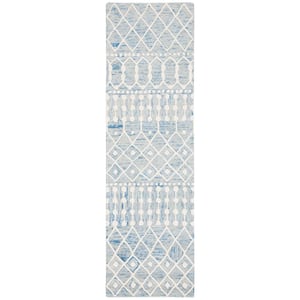 Blossom Blue/Ivory 2 ft. x 10 ft. Geometric Aztec Runner Rug
