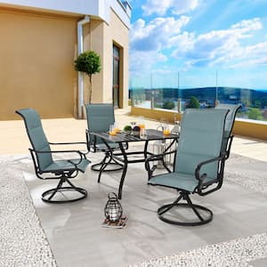 Green 5-Piece Metal Sling Square Outdoor Dining Set