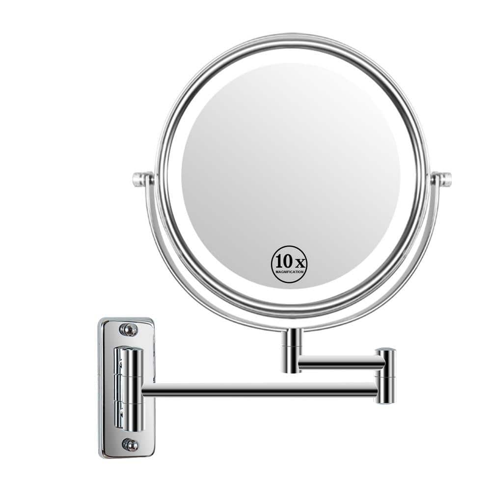 Tileon 8 in. Small Round 10X Magnifying 2-Sided Bathroom Makeup