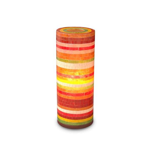 Jeffan Santa Ana 21 in. Red, Yellow, Orange Green Multicolor Mosaic Table Lamp