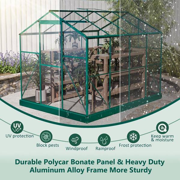 Hohuqeri 6 ft. W x 8 ft. D Outdoors Greenhouse Walk-In