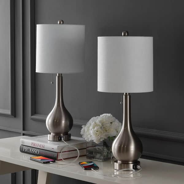 Wireless aluminum table lamp with leather handle warm white LED FUNGY H29cm