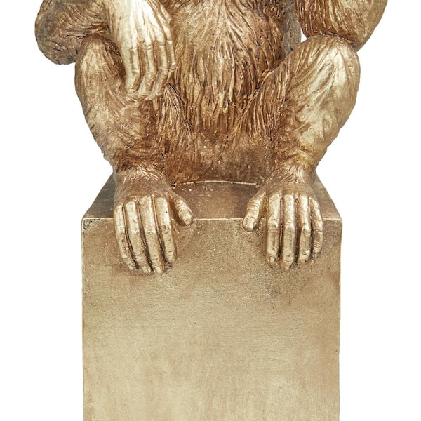 Litton Lane Gold Resin Monkey Sculpture (Set of 2) 040770 - The 