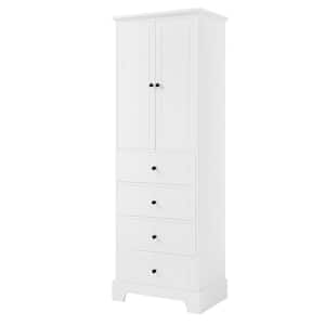 Painted Finish 23.6 in. W x 15.7 in. D x 68.1 in. H White Linen Cabinet with Adjustable Shelf