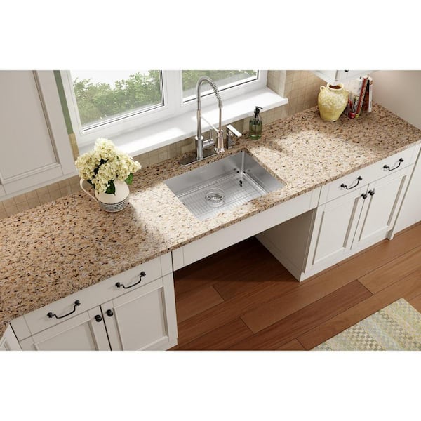 Crosstown 25 in. Drop-In/Undermount Single Bowl 18 Gauge Stainless Steel Sinks with Bottom Grids