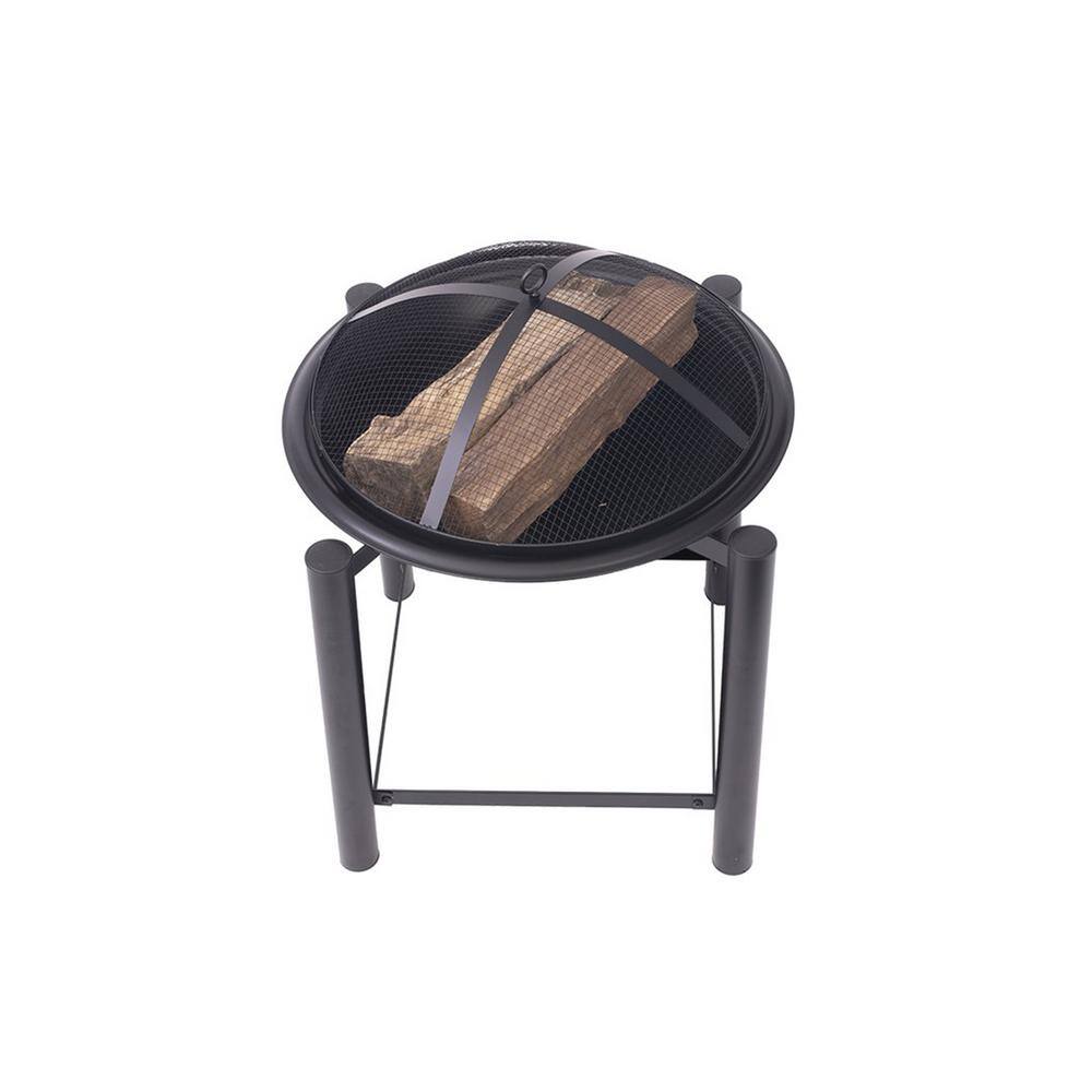 21.5" Black Round Steel Wood Burning Fire Pit