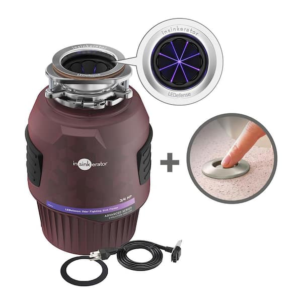 Evolution 1300 LEDefense W/C, 3/4 HP Continuous Feed Garbage Disposal with EZ Connect Power Cord and Dual Outlet Switch