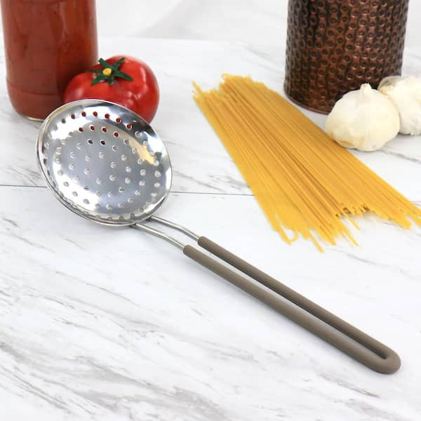 Martha Stewart Everyday Gray Silicone Smart Lock Kitchen Tongs