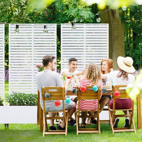 Lirago 72 in. H x 35 in. W Rectanglar White Outdoor Metal Privacy