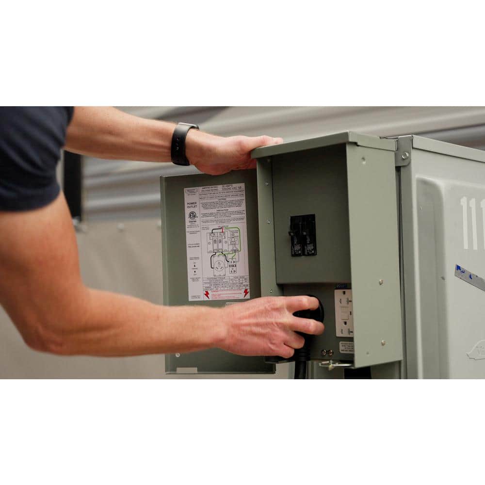 Deluxe Outdoor 50 Amp Steel Power Outlet Panel with Rainproof Enclosure