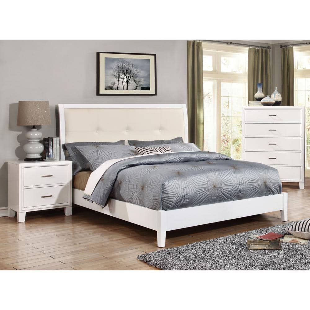Laton 2-Drawer White Nightstand