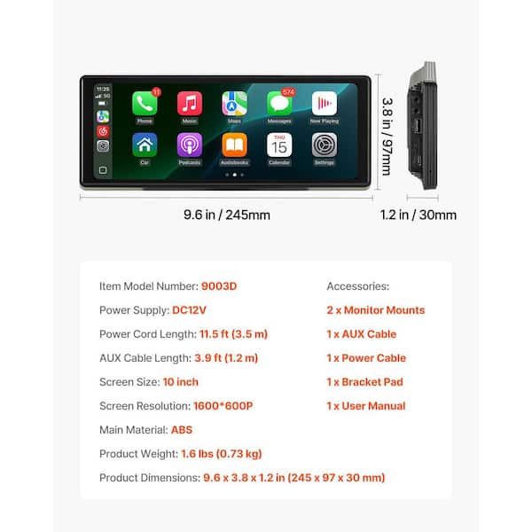 Autoradio 1 Din Con Touchscreen 6.86” – CarPlay E Android Auto, Bluetooth 5.0, MirrorLink, FM, USB, AUX, SWC, Tipo-C