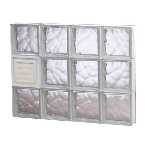 Clearly Secure 31 in. x 23.25 in. x 3.125 in. Frameless Wave Pattern Glass Block Window with Dryer Vent