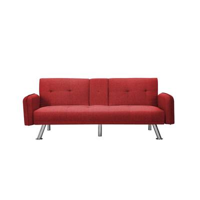 Red Sofa Beds Living Room Furniture, Rome Faux Leather Convertible Sofa Bed