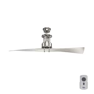 Spades 56 in. Indoor Brushed Nickel Modern Ceiling Fan with Remote Included for Great Room and Living Room
