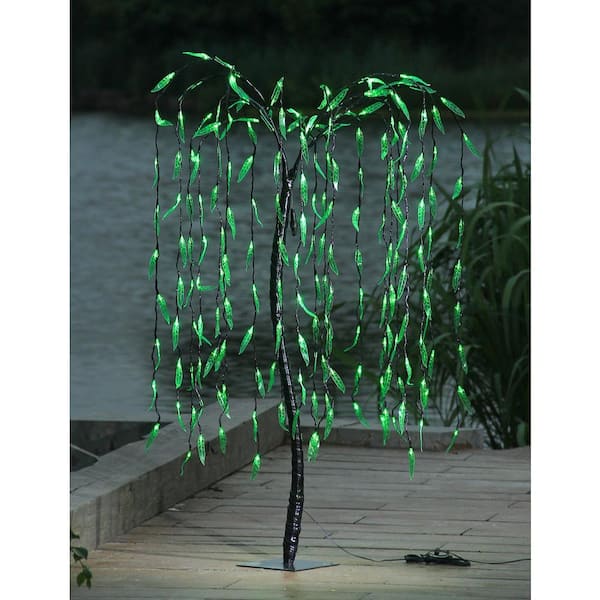 proHT 5.5 ft. 3-Watt Willow Tree with 200 Green LED Lights