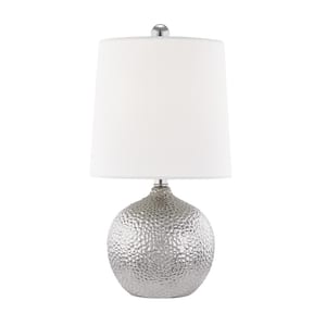 Heather 14.5 in. 1-Light Silver Table Lamp with Off White Shade