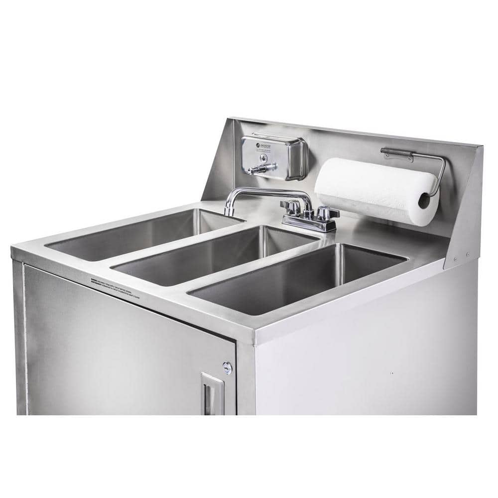 32'' Stainless Steel Freestanding Triple Basin Utility Sink