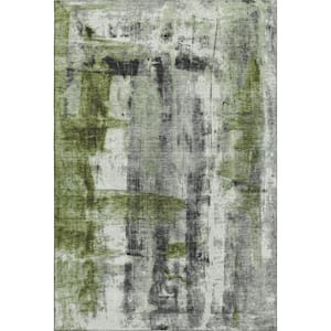 Mayfield Premium Machine Washable Abstract AMF1982 Olive 10 ft. x 14 ft. Area Rug
