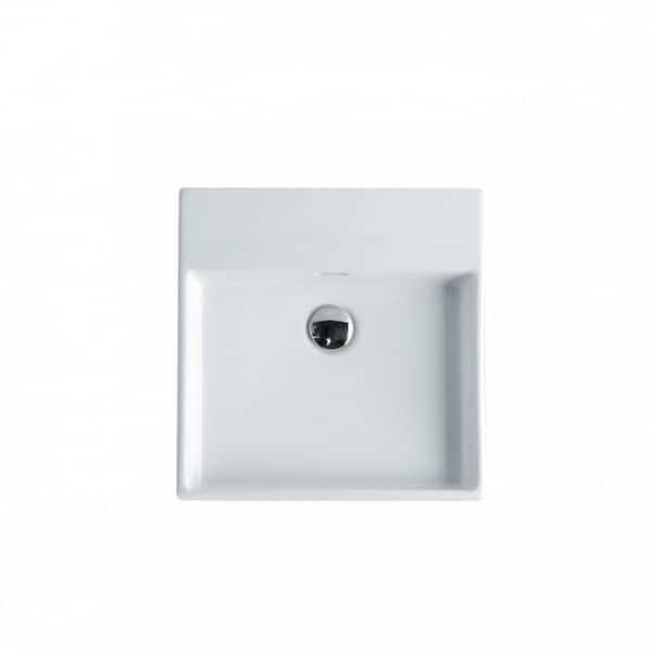 WS Bath Collections Unlimited 46 Wall Mount / Vessel Bathroom Sink in Ceramic White without Faucet Hole